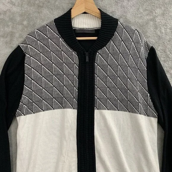 Sean John Jacket Mens XL Jacquard Zip-Up Cardigan Sweater Casual Preppy Knit - Picture 6 of 11